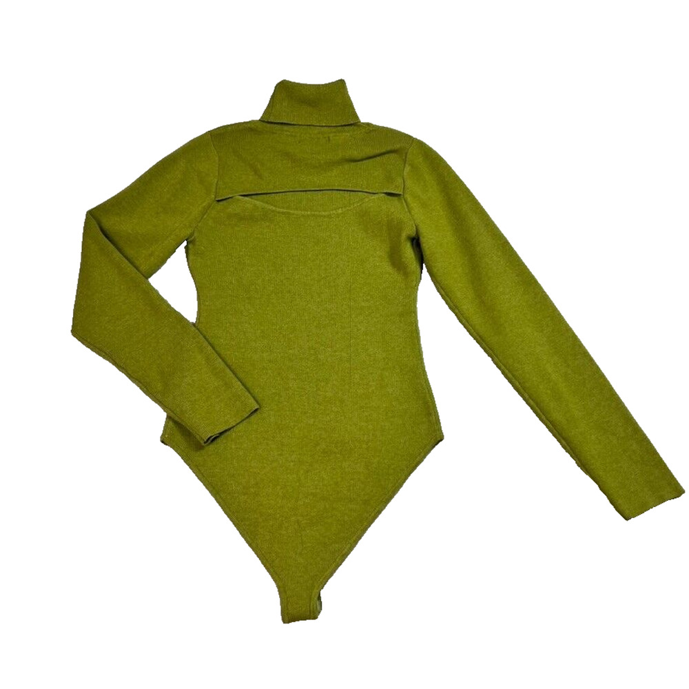 LULUS Bodysuit Changing With The Seasons Lime Green Knit Cutout Knit - Picture 3 of 13